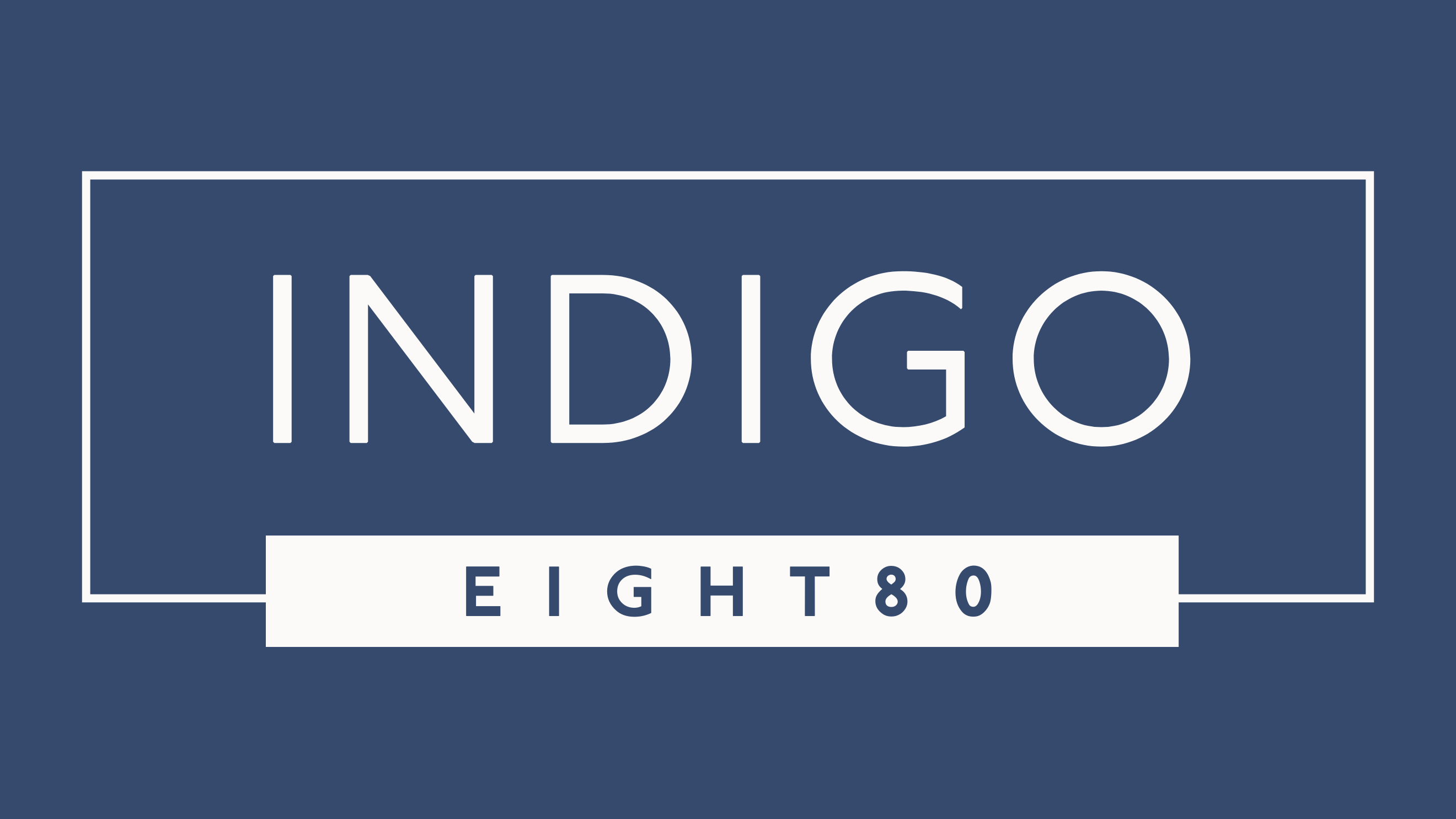 A blue background with the word Indigo and the numbers eight eight.